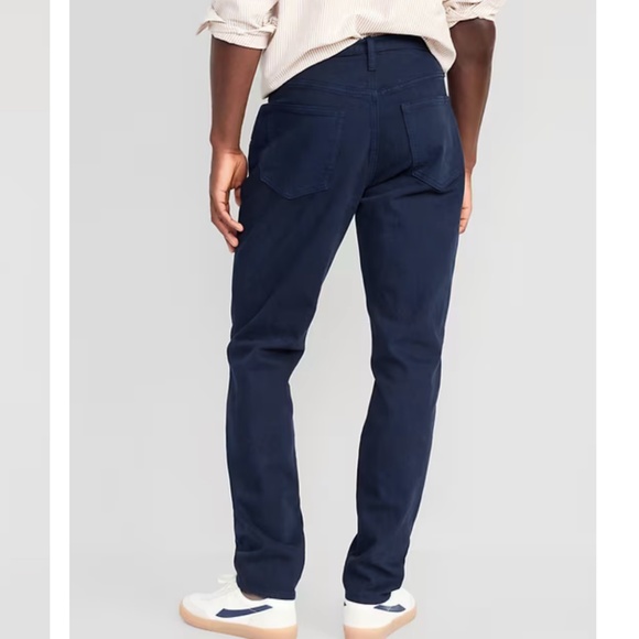NEW OLD NAVY dark Navy wash blue Athletic Taper Five-Pocket Pants Tall 33 x 36 - Picture 3 of 12